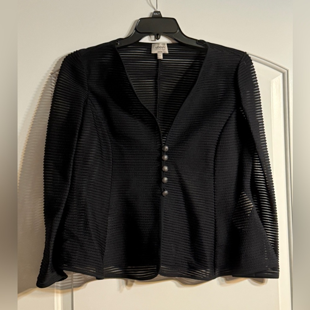 Armani Collezioni Black Sheer Textured Jacket
